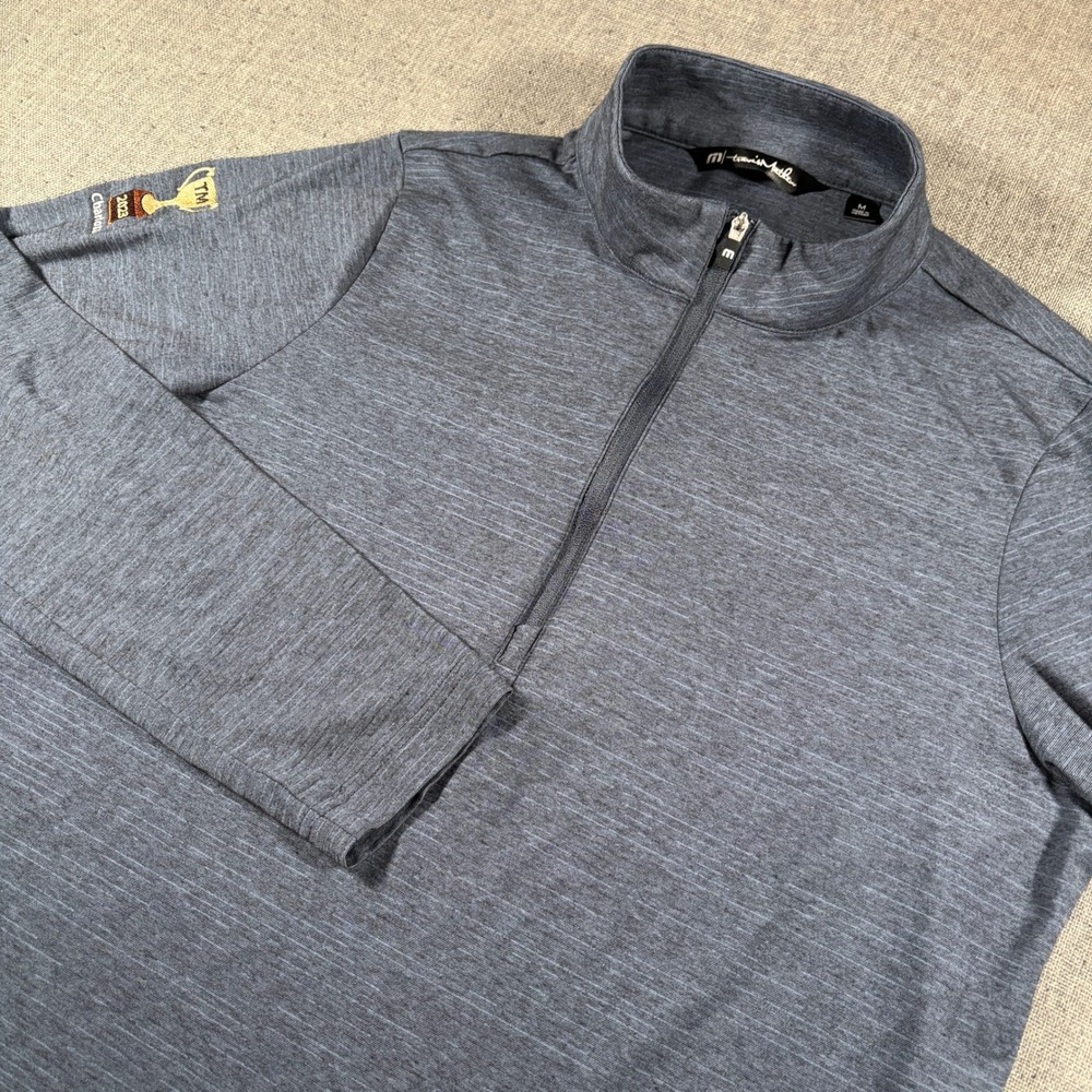 TravisMathew Quarter Zip Pullover Mens Medium Blue Heathered Crestview Stretch